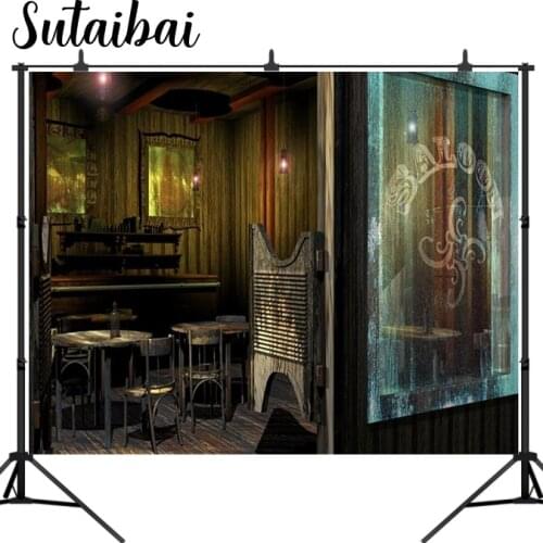 Vintage Western Interior Saloon Backdrop Old Wild West Cowboy Old Table Wood Door Retro Pub Bar Background Party Decoration