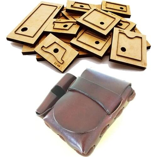 Japan Steel Blade DIY Leather Craft Cigarette and Fire Lighter Bag Wood Plate Knife Mould Wooden Die Punch Tool Template Set