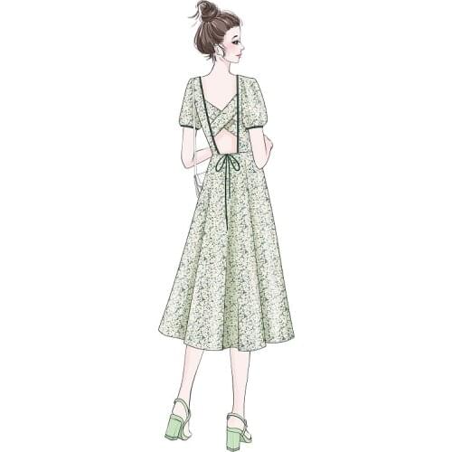 Vestidos De Fiesta Plus Size Beach Dress Summer 2021 New Short Sleeve Boho Floral Print Backless O-Neck Elgant Party Midi Dress