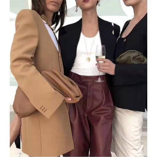 Above 2021 Autumn Women Knee Coat Long Sleeve Gold Button Wool Trench Coat Female Slim Fit Casual Suit Coat