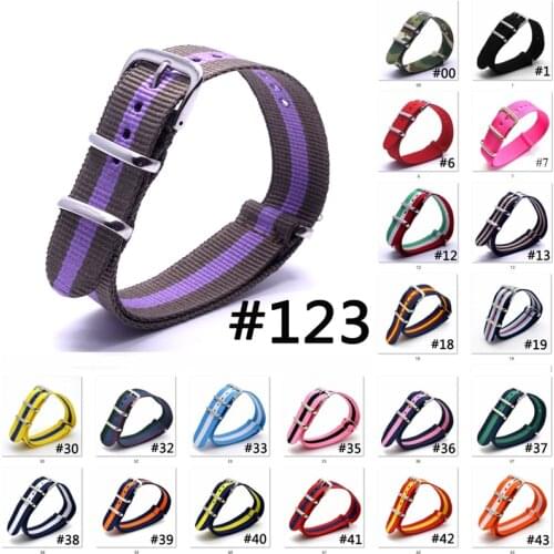 1Pcs 20mm Braided Nylon Strap Nato Army Sports Watch Strap Stripe Fabric Wristband Replaces DW Strap with Steel Buckle Strap