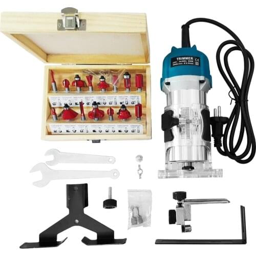 800w Wood Router 220v Woodworking Electric Trimmer Wood Milling Engraving Slotting Trimming Carving Machine With Milling Cutter