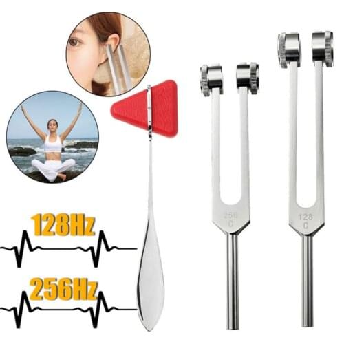 128Hz 256Hz Neurological Tuning Fork Set With Triangle Percussion Hammer N58A