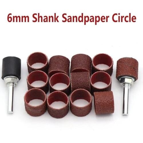 20pcs 6mm Shank Grinder Drum Sanding Sandpaper Circle Kit + 1pcs Rubber Drum Mandrel Sandpaper Circles Abrasive Tools