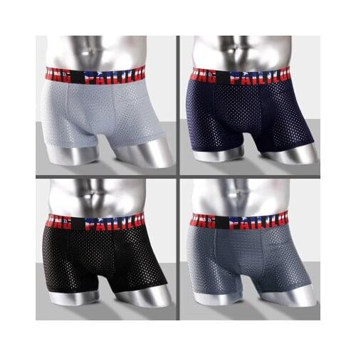 4pcs/Lot Mens Cotton Boxer For Men Homme Underpants Male Panties Breathbale Shorts U Convex Pouch Plus Size L-3XL Underwear