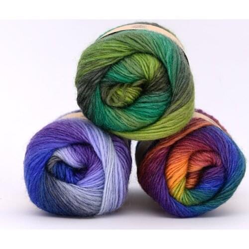 50g/ball Long Rainbow Wool Dyeing Pure Wool Yarn Lady Shawls Thread Wool Hat Coat