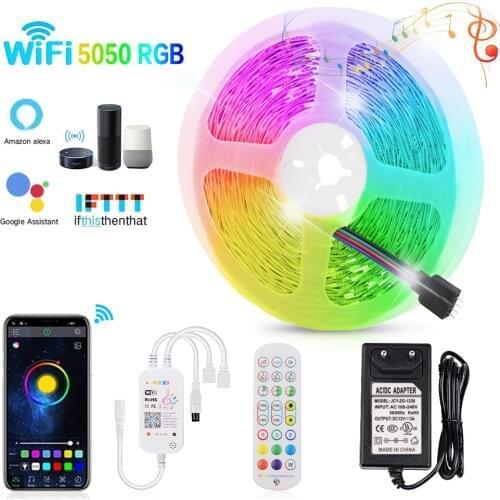5050 RGB Led Strip Light WiFi Music Control 12V Flexible LED Ribbon Tape DIY Backlight RGB Diode Light String 5m 10m 15m 20m 30m