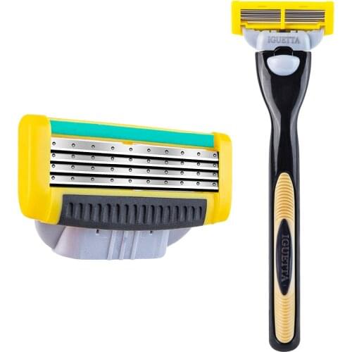 IGUTTA Mens Face Shave Four-Layer Ultra-Thin Lnduction Blade Manual Shaving Replacement Shaver Beard Shavette Razor Handle