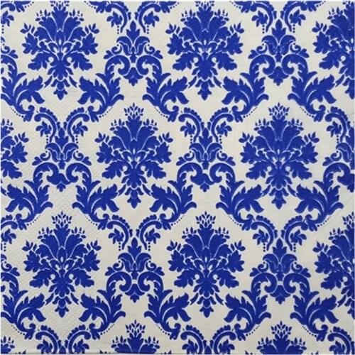 Decoupage napkin paper blue tissue wedding birthday party christmas printed flower hotel coffee decor serviettes towel 3 laye