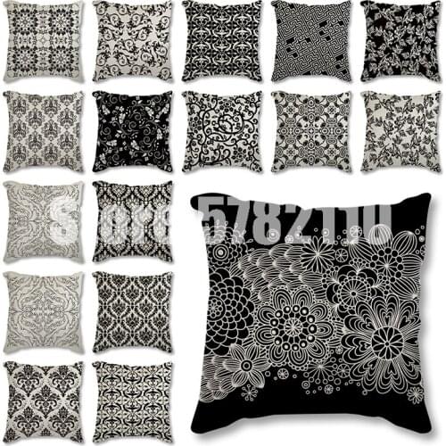 Flowers Geometric Print Decorative Cushions Pillowcase Polyester Cushion Cover Throw Pillow Sofa Decoration Pillowcover 45*45cm