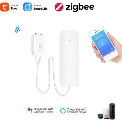 1-10PCS Tuya Zigbee Water Flood Leak Leakage Alarm Sensor Detector Alarm Smart Home Overflow Full Water App Remote Alarm System