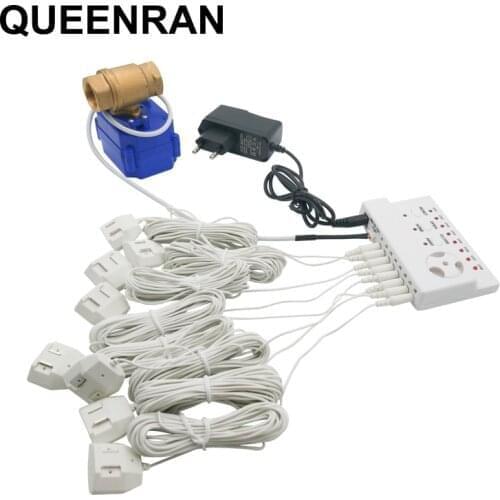 Smart Home Water Leakage Detector Alarm System WLD-806 with 1/2" DN15 Motorized Valve Water Leaking Flood Sensor