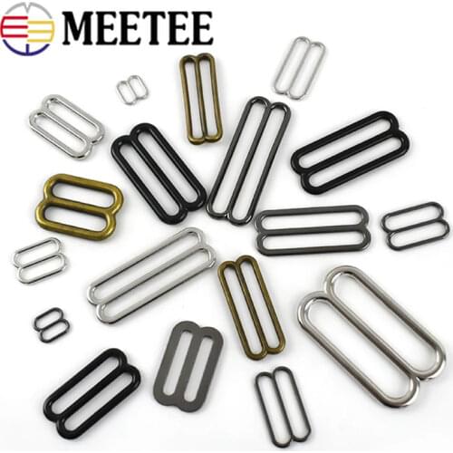 Meetee ID6mm-51mm 30pcs Metal 8-shaped Tri-Glide Buckles Bra Rings Sliders Strap Adjust Buckle Clsap DIY Straps Adjustment Hook