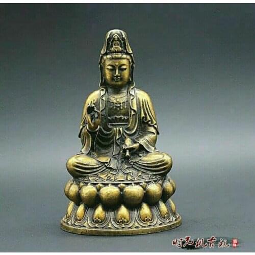 Chinese Antique Favorites Brass Guanyin Buddha statue Model Statue PDD001