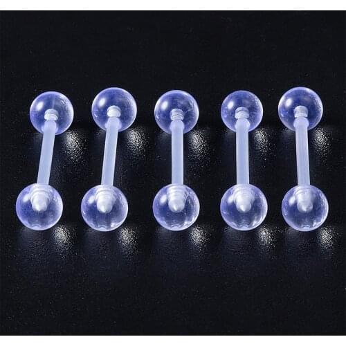 10pc Flexble Tongue Ring Stud Acrylic Nipple Piercing Clear Soft Barbell Bar Cartilage Earring Helix for Women Body Jewelry 14G