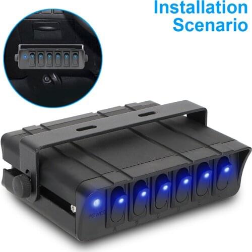 LEEPEE Durable with LED Light Indicator 6 Gang Toggle Controller Panel 12V Switch Box Rocker For Truck JEEP Offroad RV Aluminum