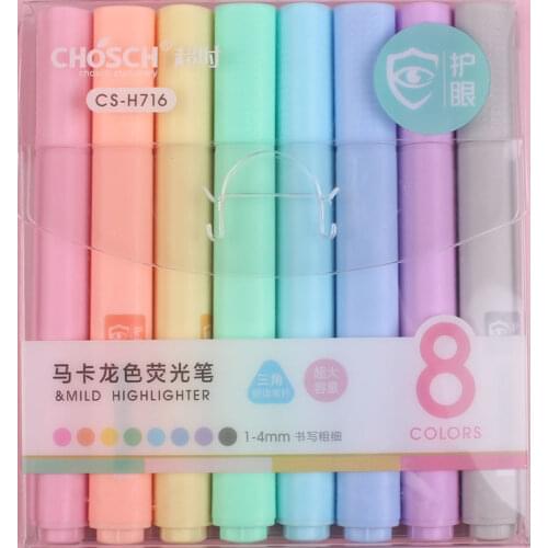 8Pcs/set Macaron series Creative Fluorescent Pen Highlighter Pencil Candy Color Drawing Marker