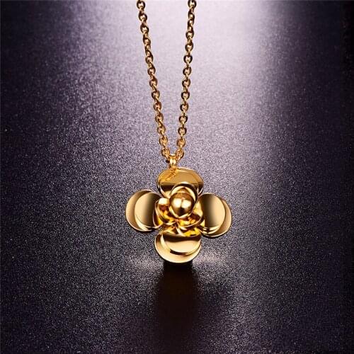 Martick Europe Style Spring Jewelry Flower Shape Pendant Link Chain Necklace Camellia Fashion Jewelry For Woman P61