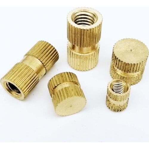 5/25X M3 M4 M5 M6 M8 Type B Solid Brass Copper Metric Thread Injection Molding Knurl Embedded Insert Nut Single Pass Blind Hole