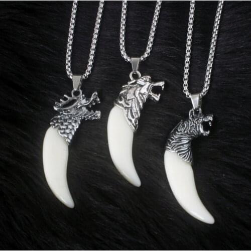 Fashion Wolf Teeth Spike for Men Tiger Dragon Pendant Women Sweater Chain Male Lucky Jewelry Classic Fangs Tooth Amulet Necklace