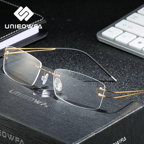 Progressive Multifocal Prescription Eyeglasses Men Rimless Titanium Glasses Optical Myopia Eyewear Blue Light Photochromic Brand