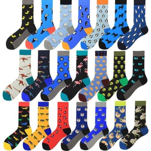 Harajuku Socks high quality animal cartoon dog Pattern Long Tube Happy Men Socks Novelty Skateboard Crew Casual Crazy Socks