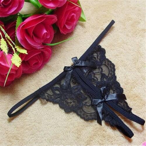 New Arrival Fashion Sexy Lingerie Ladies Underwear Lace Transparent Bowknot Thong Underwear Women Sexy CC2283