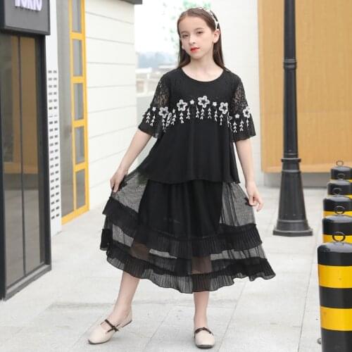 Teen Girls Clothes Letter Print Children Costume Kids Clothing Set Spring Summer T shirt Skirt Suit for Girls Outfits 12 14 Year