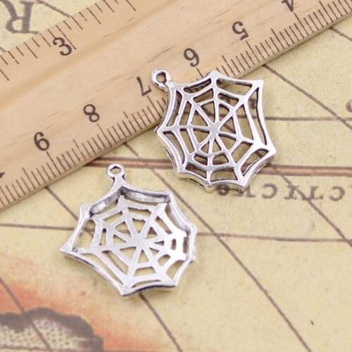 20pcs Charms Cobweb Spider Halloween 25x23mm Tibetan Silver Pendants Crafts Making Findings Handmade Antique DIY Jewelry