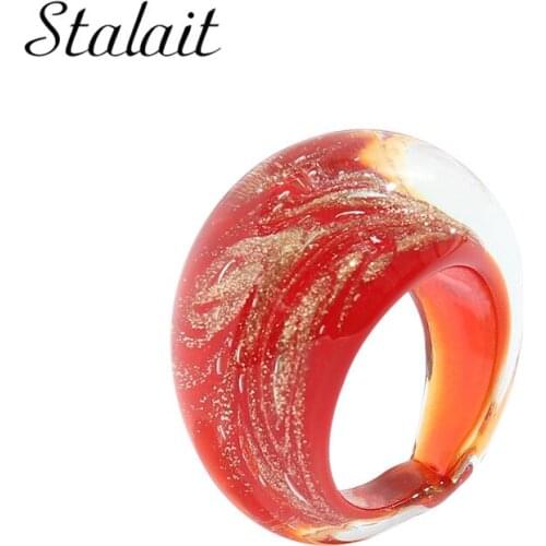 Colored Glaze Ink Smudge Color Resin Rings Matching Geometric Circle Acrylic Ring Trendy Jewelry Exquisite Stacking Jewelry