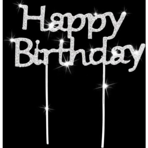 Luxury Shiny Rhinestone Happy Birthday Cake Topper plug Letters Crystal Stick Cake Decoration Birthday Party Cake Accessory