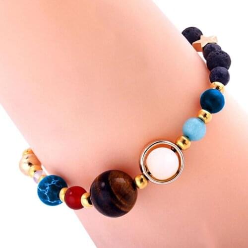 Universe Planets Beads Bangles & Bracelets Fashion Jewelry Natural Solar System Energy Bracelet Bangle Women Men Jewelry Gift