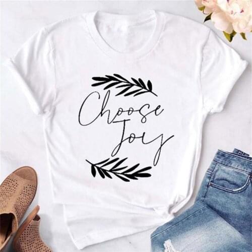 Choose Joy Letter Print T Shirt Women Short Sleeve O Neck Women Tshirt Ladies Summer Tee Shirt Tops Clothes TX5671