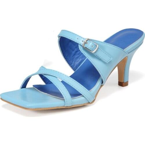 Women Sexy Slipper and Slipper Cat Heel Sandal Fashion Full Match with Women Office Heel Sandal