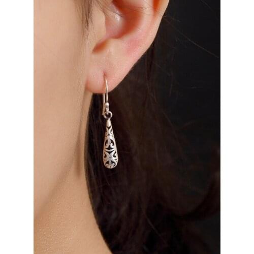 New Arrival Top Hollow Water Drop Earrings For Lady,925 Sterling Silver Vintage Ethnic Earrings For Wedding Gite Free Shipping