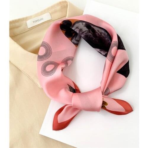 100% Pure Silk Scarf 53*53cm Women Bandana Print Neck Scarves Hairband Bag Tie Lady Hijab Fashion Female Foulard 2021 New