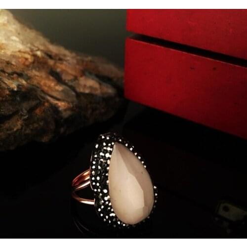 Dr Stone Natural Stone Women 'S Cat 'S Eye Stone rose gold plated Ring KR 372884344