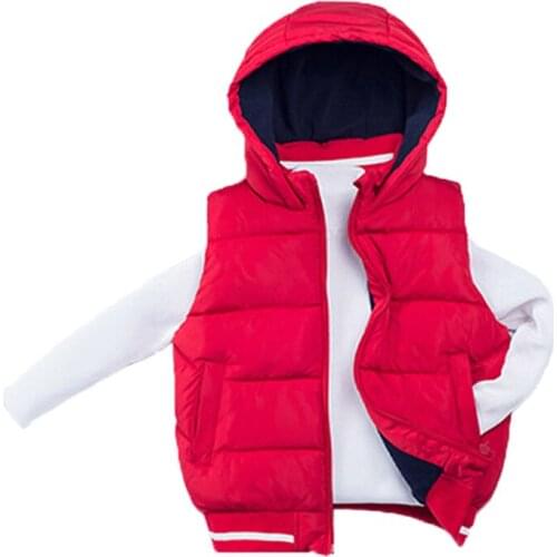 Fleece Vest Children Boy Baby Winter Hooded Vests Kids Outerwear Down Cotton Padded Waistcoat Girl Warm Jacket Coat for 3-12Year