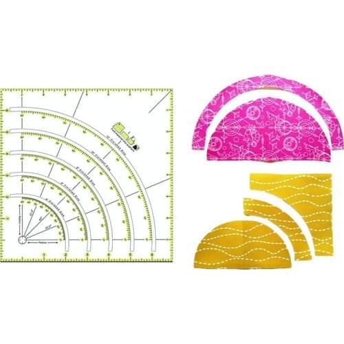 1pc Multifunctional Arcs and Fan Quilt Circle Cutter Ruler Sewing Tool DIY Plastic Ruler Cutting Patork Ruler Sewing Craft Tools