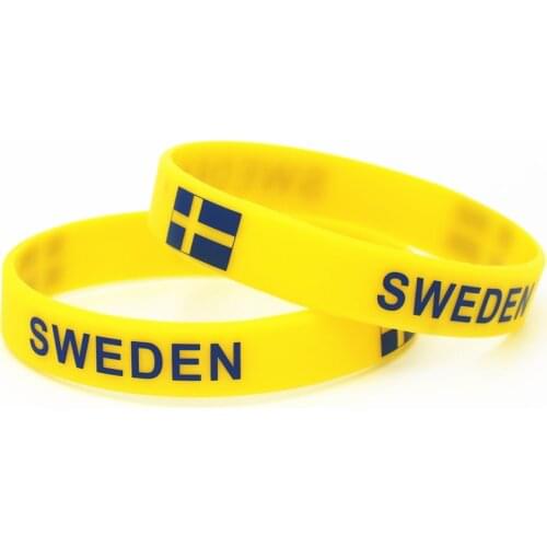 1PC Sweden Country Flag Silicone Wristband Football Soccer Team Fans Sports Elastic Rubber Bracelets&Bangles Armband SH240