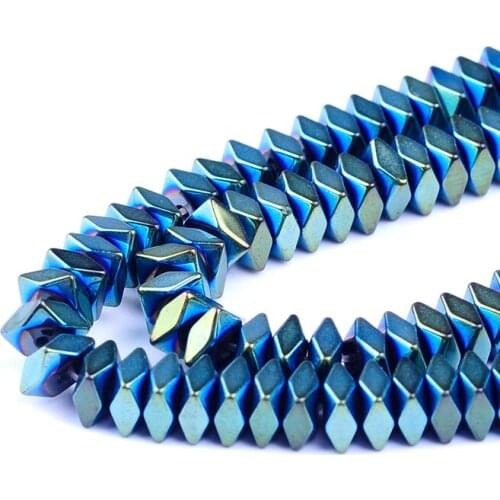 1pack/lot Natural stone Bright Hematite beads Rhombus shape Loose Beads DIY Necklace Bracelet Jewelry Making Strand Pick Size