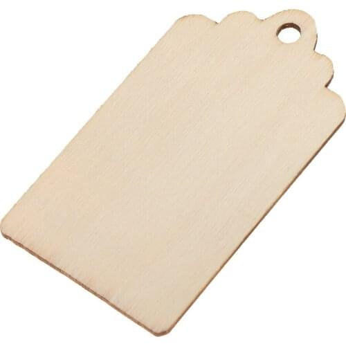 10 Pieces Unfinished Wooden Tags Wooden Hanging Label for Wedding Christmas with String