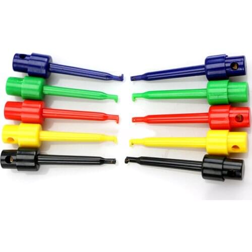 10 Piece Electrical Testing Hook Clip Multimeter Lead Wire Kit Test Hook Clamps Grabber Test Probe SMT/SMD for Mobile Phone