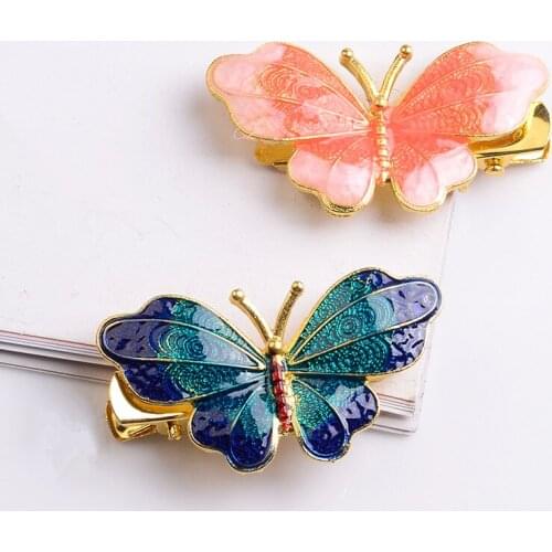 10 Pieces/Lot 40*22mm Vintage Enamel Butterfly Hair Clips Hairpins Barrettes Hair Accessories For Women
