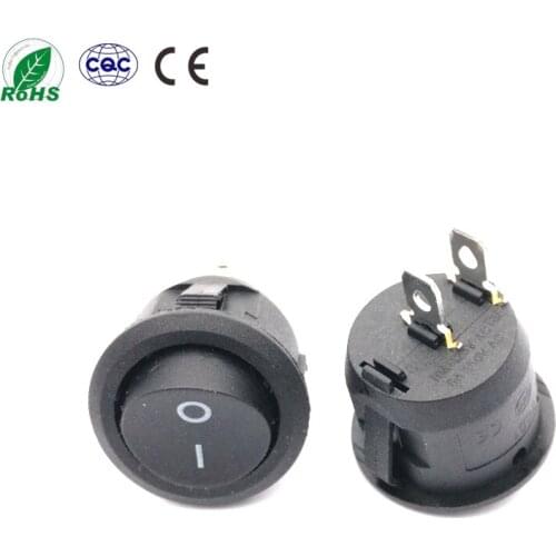 100PCS 23mm Diameter Big Round Boat Rocker Switches KCD1-105 Black 2 Pin ON-OFF Rocker Switch 10A/125V 6A/250V