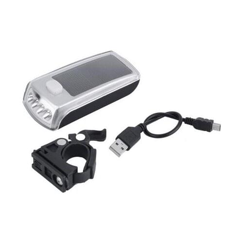 2016 New Bike Bicycle 4 LED Solar Powered USB 2.0 Rechargeable Front Light Headlight High Quality