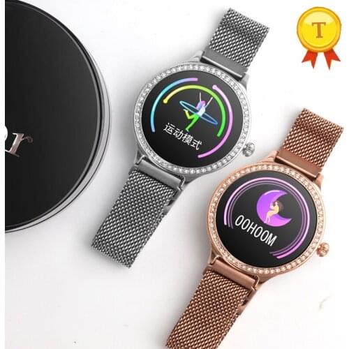2020 Lady Diamond Fashion round Smart Band Fitness Tracker watch IP68 Waterproof Smart Wristband Health Monitor Bracelet female