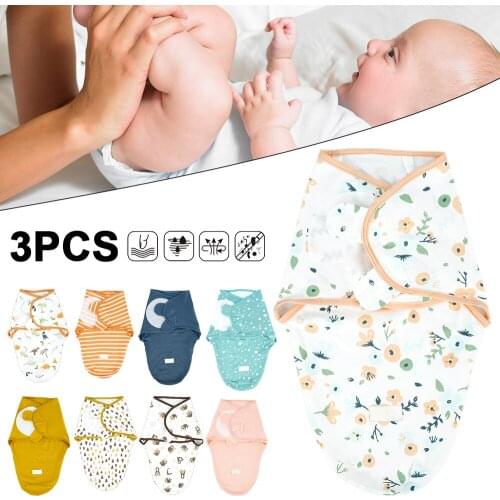 3 Pcs Baby Swaddle Wrap Infant Envelope Sleepsacks Cotton Blanket Cartoon Newborn Sleeping Bag for 0-3 Months Sleep Blanket