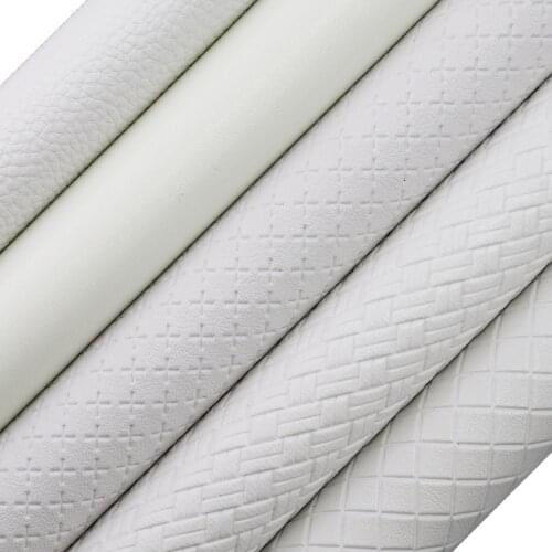 30x134cm Roll White Smooth Litchi Lychee Embossed Cross Faux Synthetic Artificia Leather Fabric For Bows Earring Handbags HM003