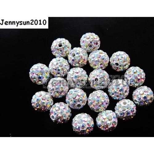 8mm Clear AB Top Quality Czech Crystal Rhinestones Pave Clay Round Disco Ball Spacer Beads For Jewelry Crafts 100pcs / Pack